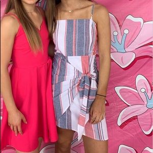 Striped Wrap Tie Dress